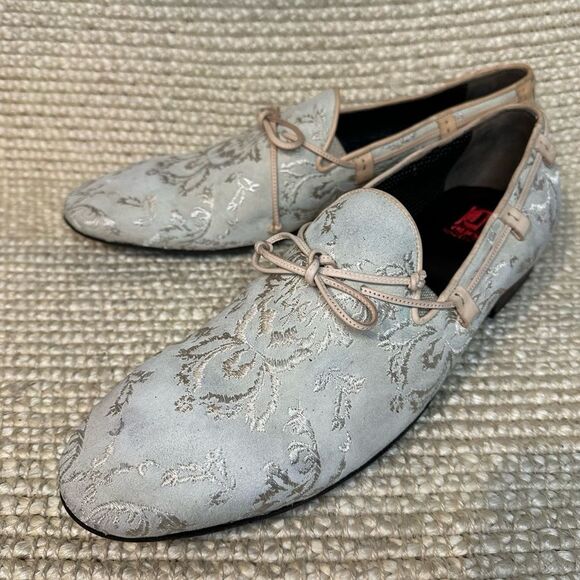 Jo Ghost Suede Embroidered Loafers Italy Slip On Designer Sz 44 US 11 main image 9